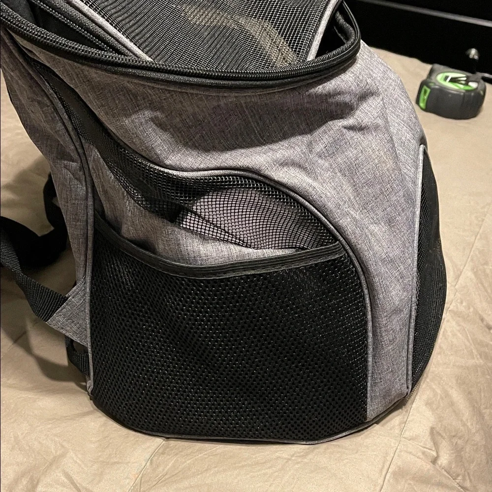 Gray and Black Pet Carrier Backpack